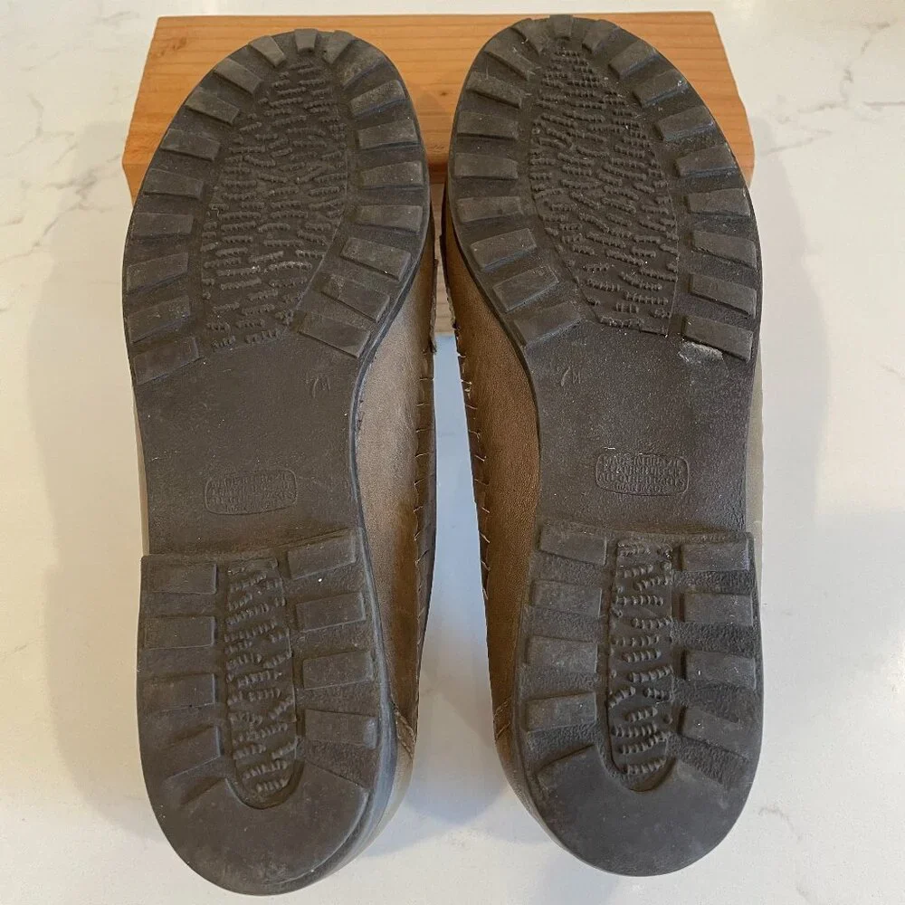 Vintage Candie’s Fastrack Pewter Olive Green Leather Chunky Loafers – Size 7M